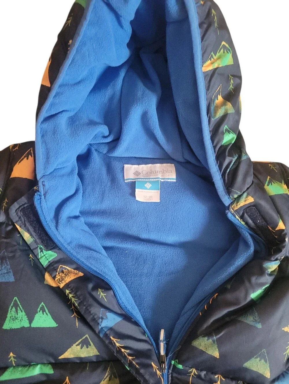 Columbia Baby 12-18M Snowsuit Bunting Puffer Fleece Lined Hooded Mountain Print